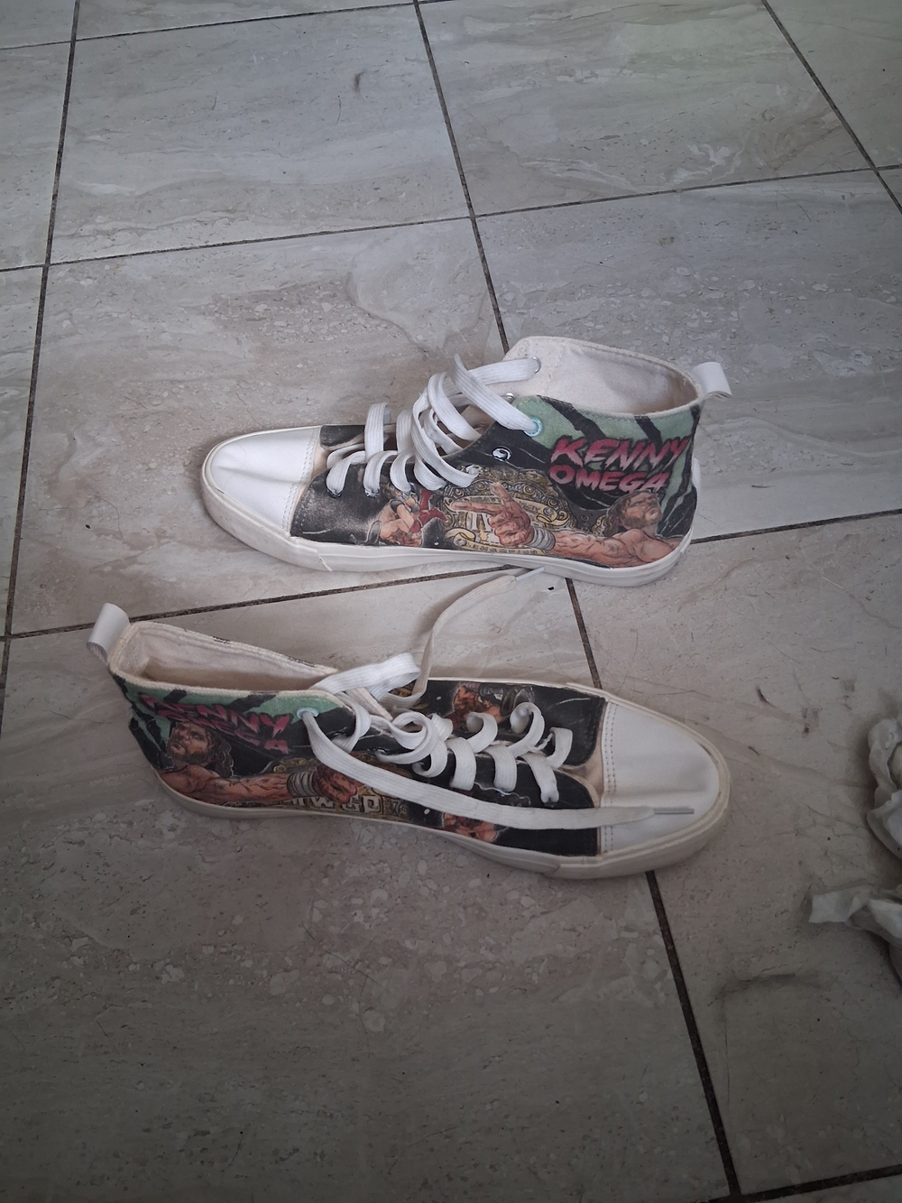 Kenny Omega Graphic High-Top Sneakers in Black & White